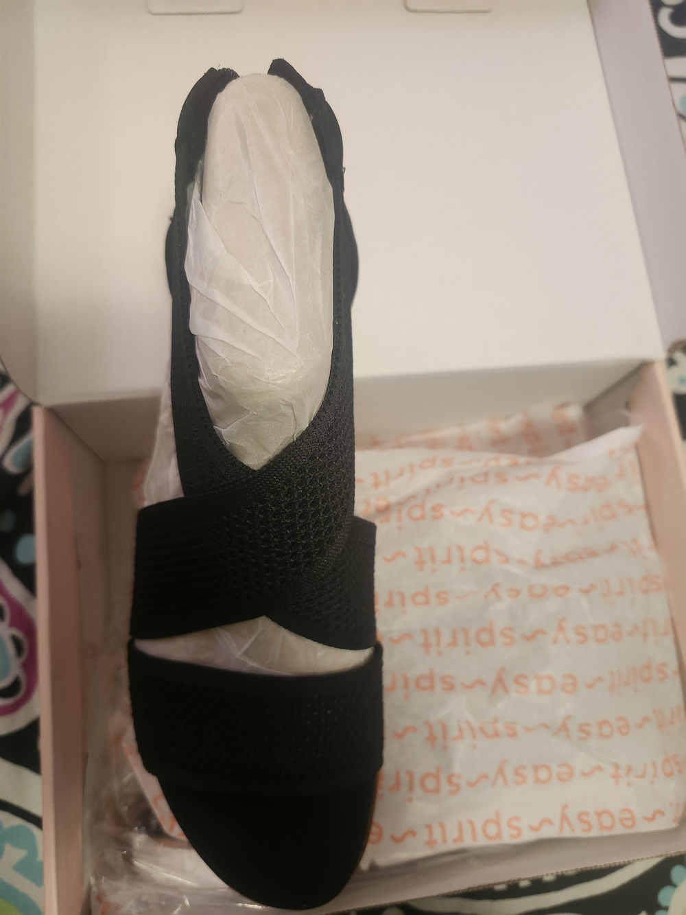 Easy Spirit Black Knit Slip-On Platform Clogs with White Sole - Picture 4 of 7